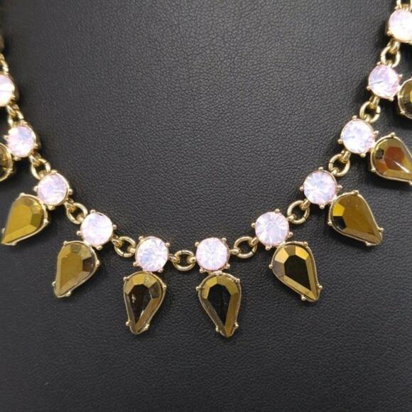 Pink Faux Opal Gold Rhinestone Necklace, Beautiful Bling, Mythologie, 21 Inches - Picture 3 of 8